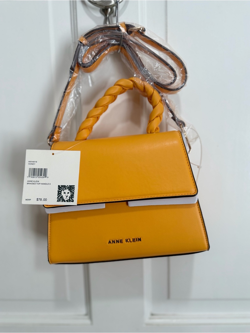 Anne Klein Honey Yellow Top-Handle Mini Bag with Braided Handle